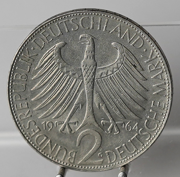 BRD 2 Deutsche Mark Max Planck 1964 G Jaeger 392