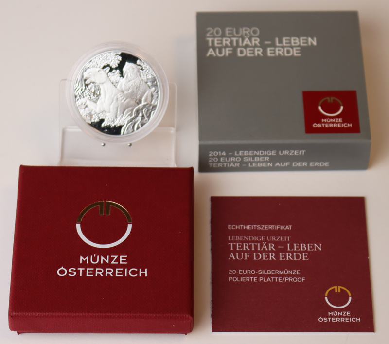 ÖSTERREICH 2014 20 Euro Tertiär - Leben auf der Erde PP