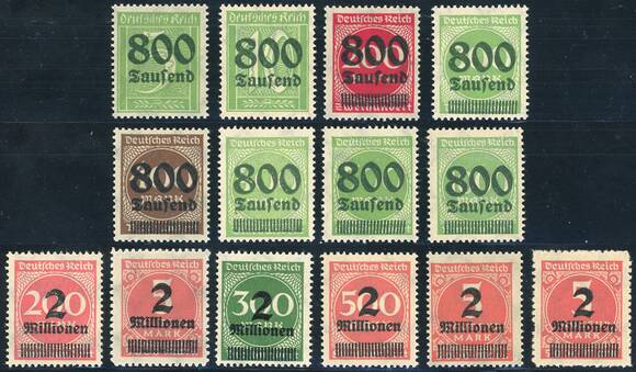 DR 1923 MiNr. 301-312, mit 309 und 312 B