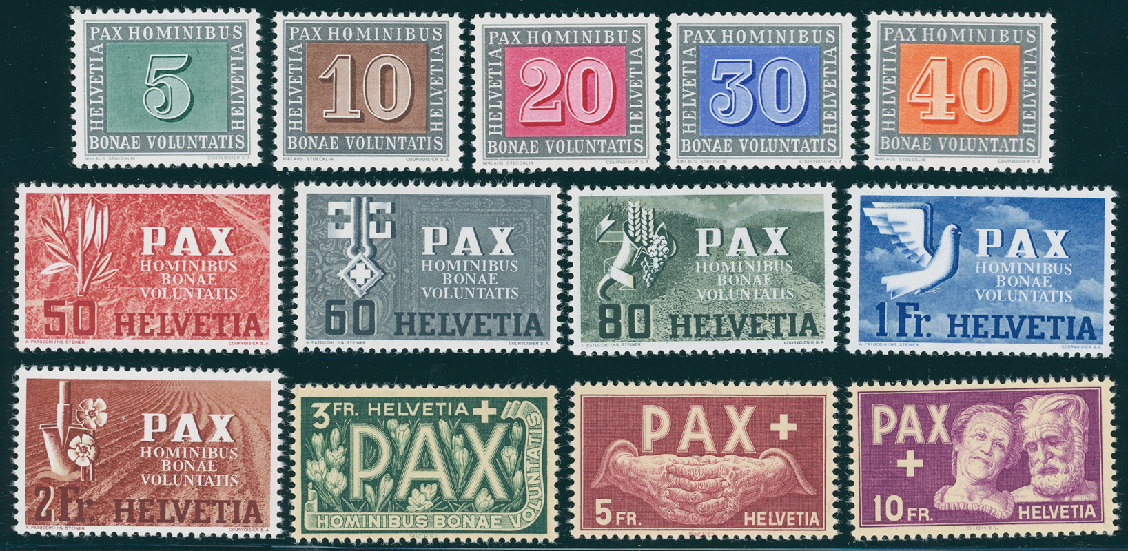 SCHWEIZ 1945 MiNr. 447-459 PAX