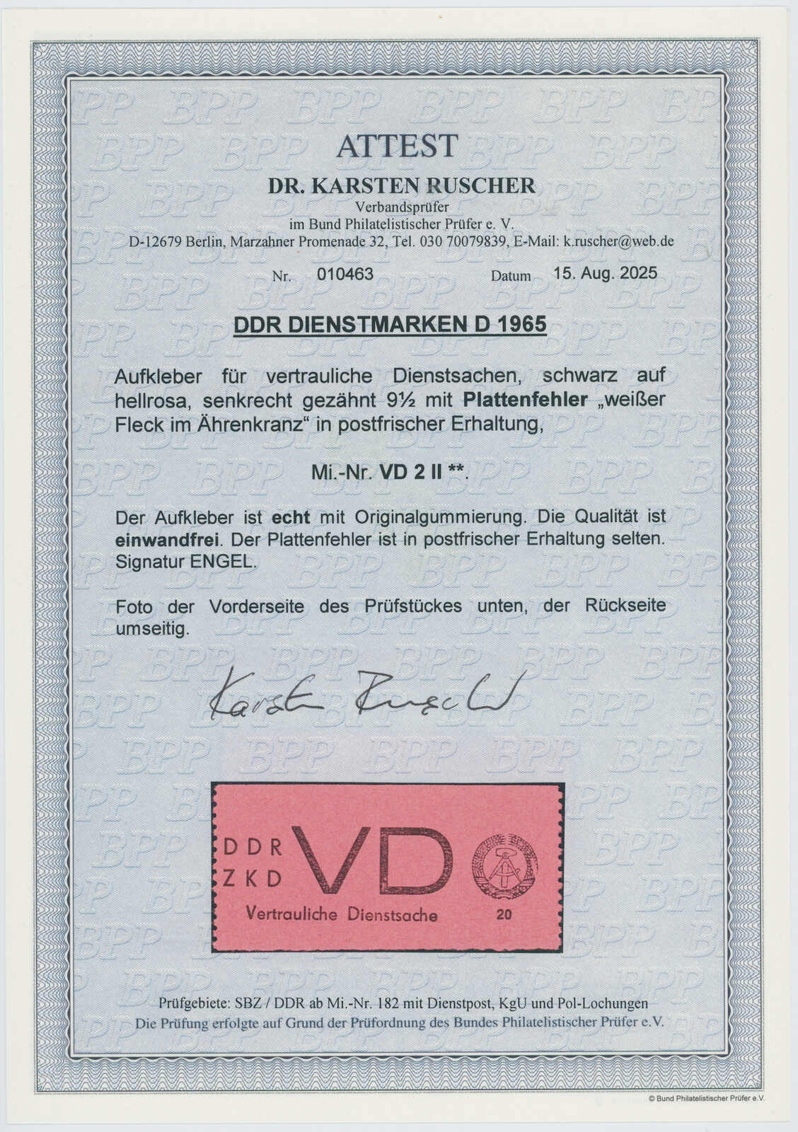DDR-Dienst MiNr. D 2 II