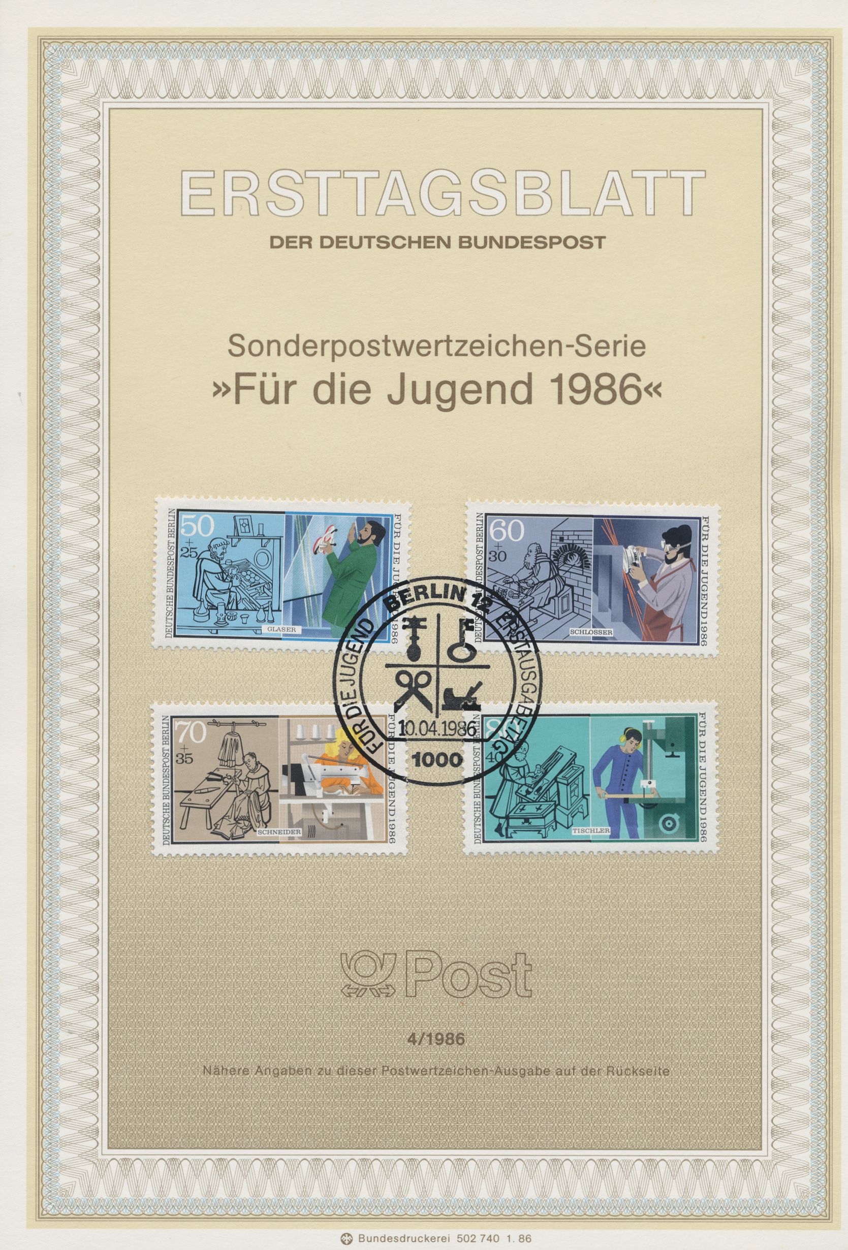 Berlin Ersttagsblätter Jahrgang 1986