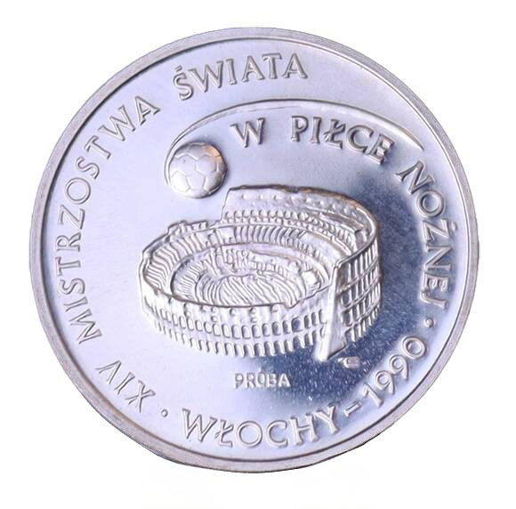 POLEN 1000 Zloty Silber 1988 Fußball-WM 1990 PROBE