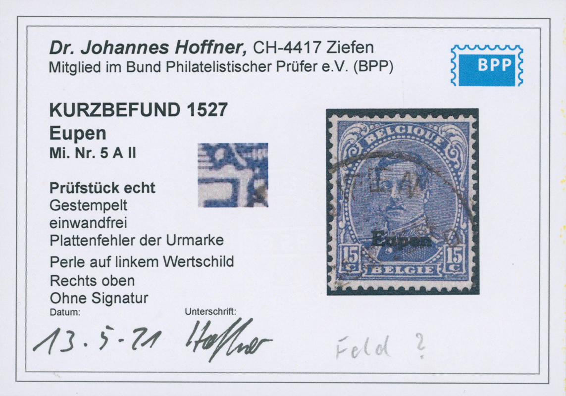 EUPEN 1920 MiNr. 5 A II PF