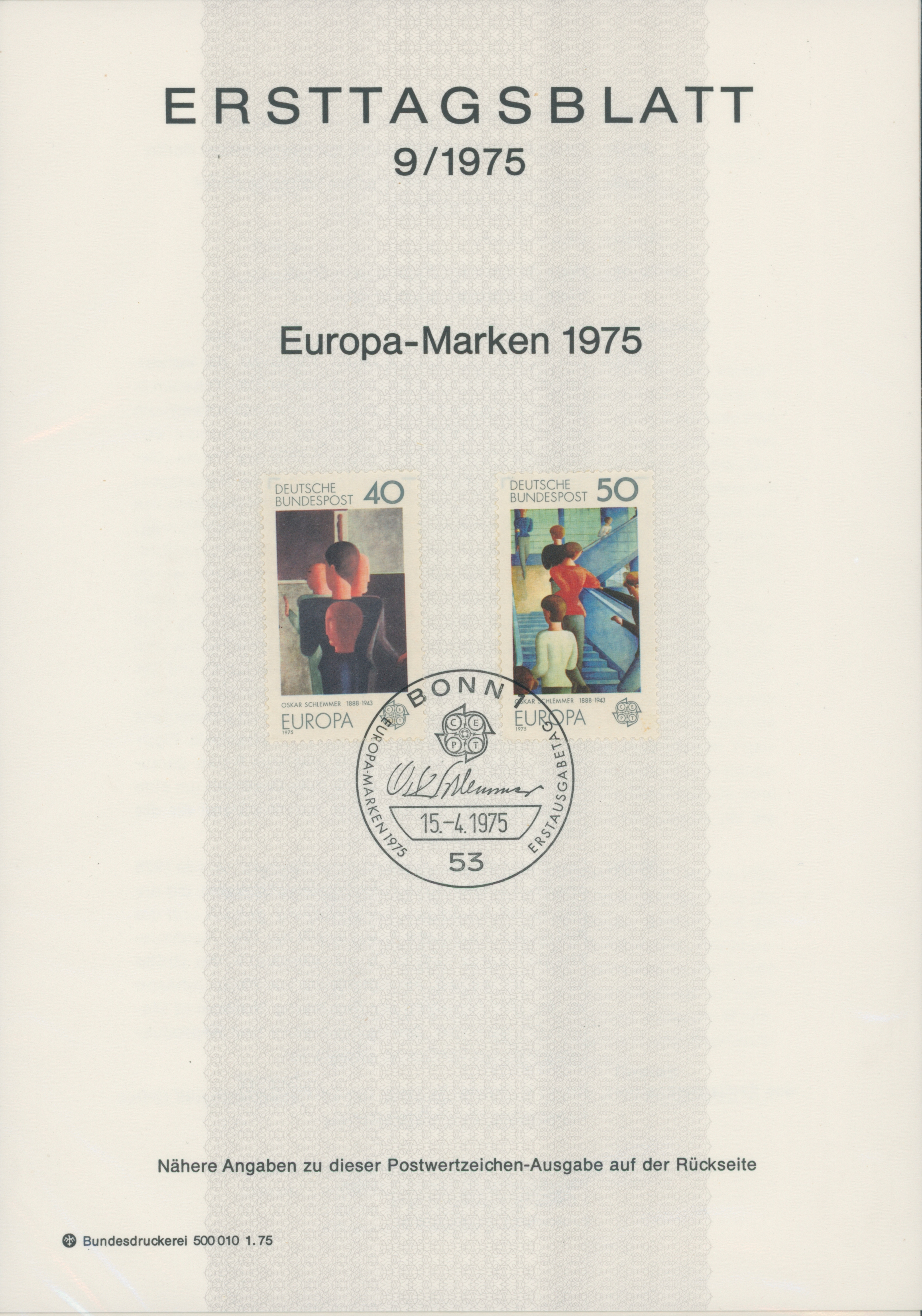 BRD Ersttagsblätter Jahrgang 1975