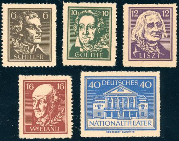 SBZ MiNr. 107-111 B Einzelmarken aus Block 3 B SBZ MiNr. 107-111 B Einzelmarken aus Block 3 B