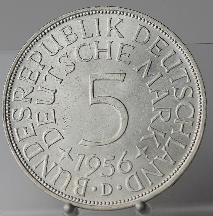 BRD 5 DM Silberadler 1956 D, Jaeger 387