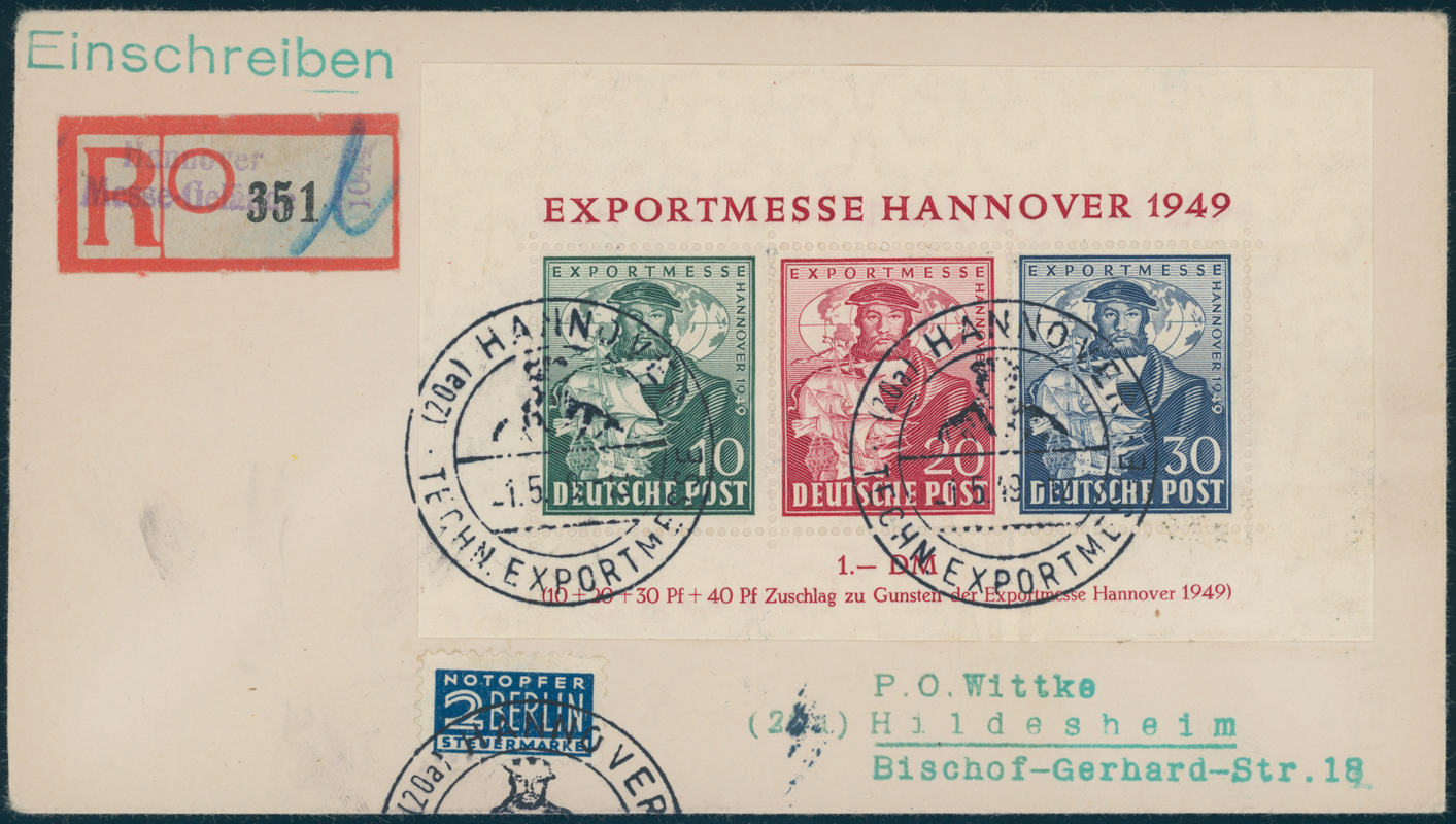 BIZONE 1949 Block 1 a mit Sonderstempel