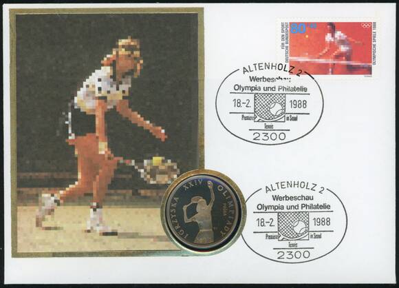 POLEN/BRD 1987/1988 Numisbrief Steffi Graf Olympische Spiele 1988 POLEN/BRD 1987/1988 Numisbrief Steffi Graf Olympische Spiele 1988