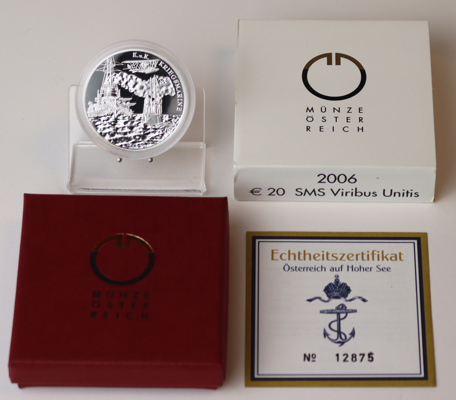 ÖSTERREICH 2006 20 Euro SMS Viribus Unitis PP