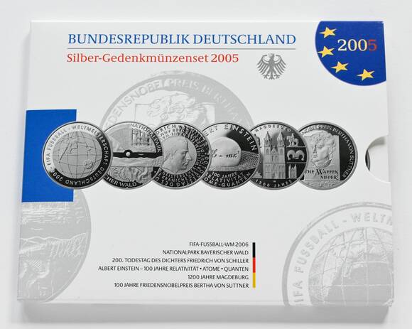 BRD 2005 Silber-Gedenkmünzenset mit 6 x 10 Euro
