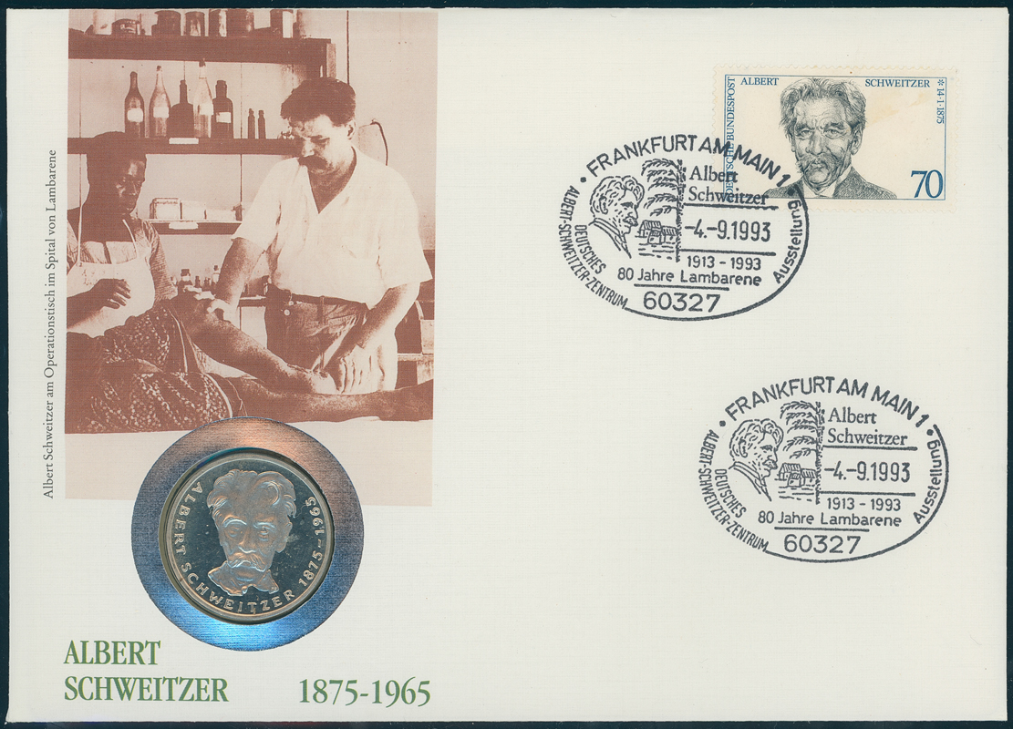 BRD 1975/1993 Numisbrief Albert Schweitzer 1875-1965