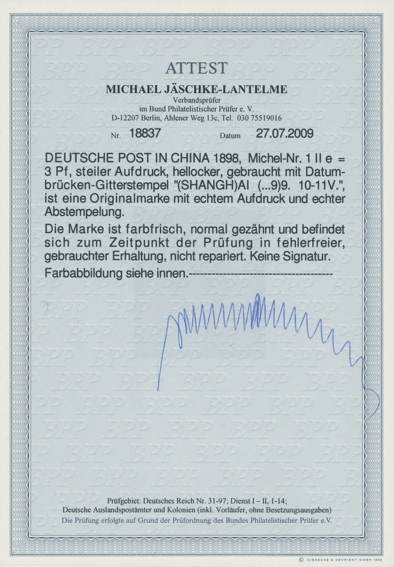 DP CHINA 1898 MiNr. 1 II e
