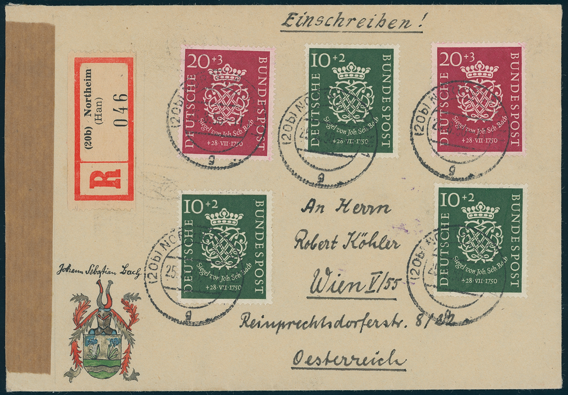 BRD 1950 MiNr. 121-122 fünf Werte