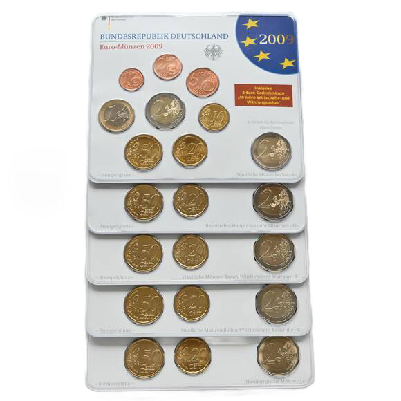 BRD 2009 Kursmünzsätze ADFGJ komplett