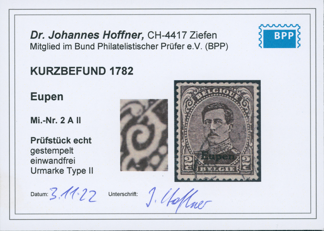 EUPEN 1920 MiNr. 2 A II