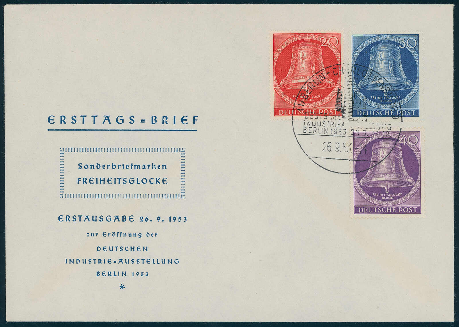 BERLIN 1953 MiNr. 103-105, schöner FDC