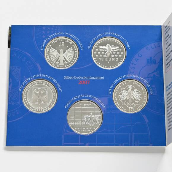 BRD 2007 Silber-Gedenkmünzenset mit 5 x 10 Euro