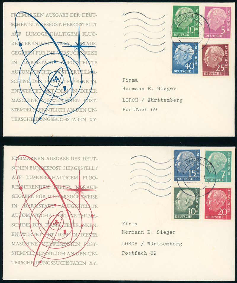 BRD 1960 MiNr. 179-260 y auf zwei "Sieger"-Briefen