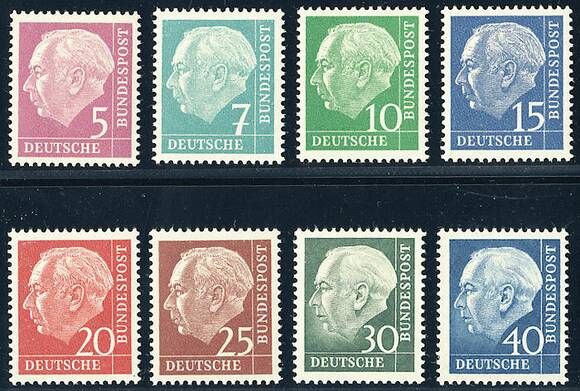 BRD 1960, MiNr. 179-260 y Heuss lumogen