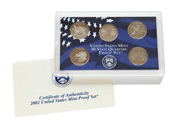 USA 2002 Proof Set 50 State Quarters 5 Münzen