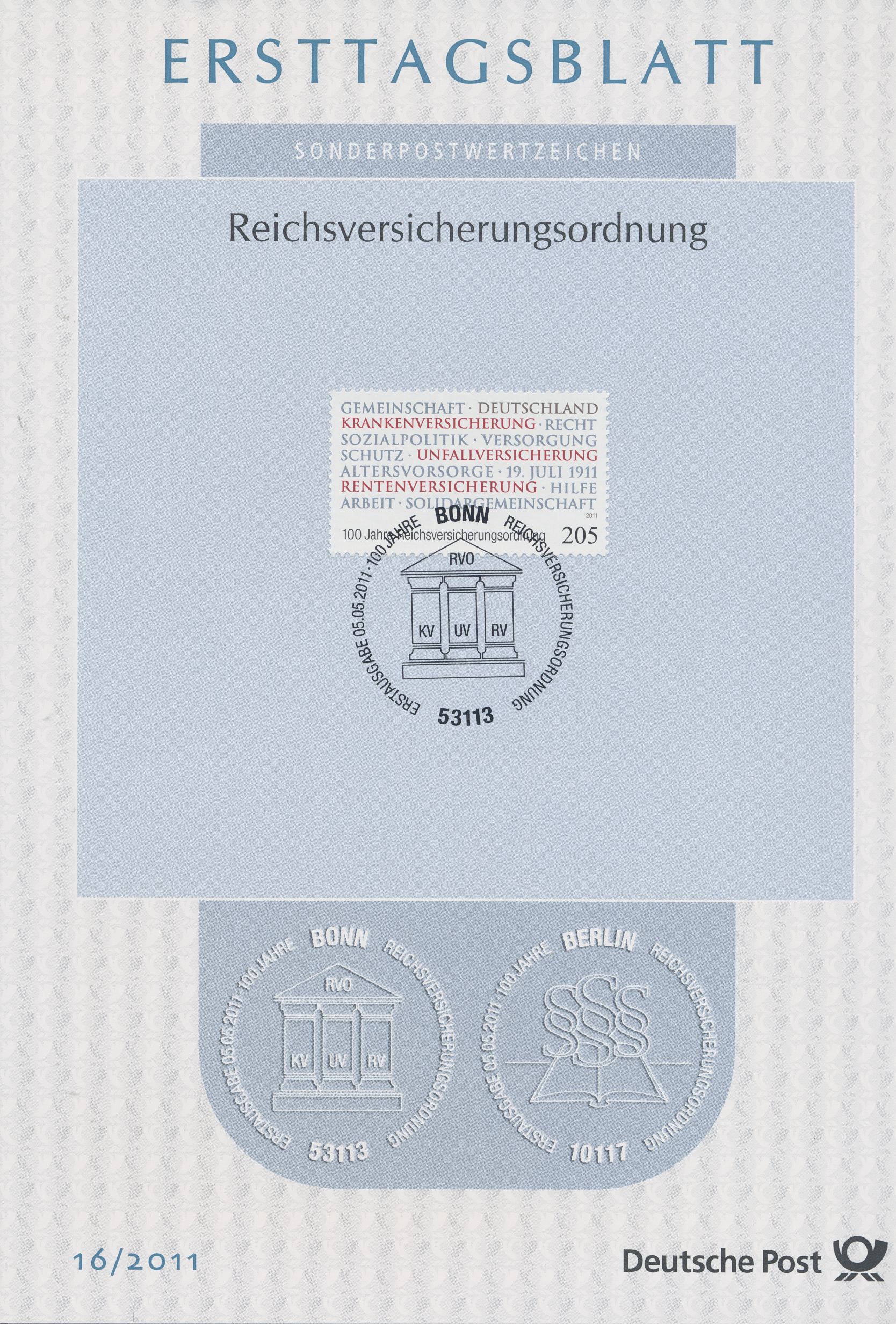 BRD Ersttagsblätter Jahrgang 2011