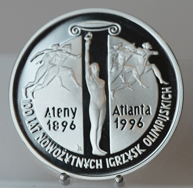 POLEN 10 Zloty Silber 1995 100 Jahre Olympische Spiele Atlanta 1996 PP