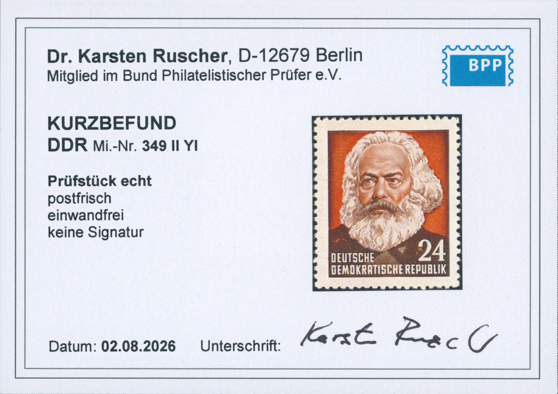 DDR 1953 MiNr. 349 II YI gute Type