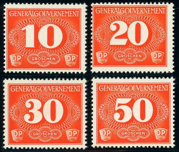 GG 1940 ZUSTELLUNGSMARKEN MiNr. 1-4