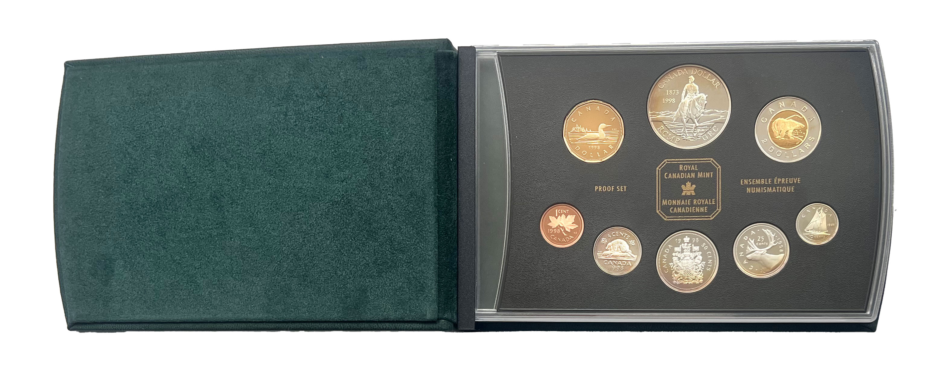KANADA 1998 Proofset mit 6 Silbermünzen, dabei 1 Silberdollar 125 Jahre Berittene Polizei