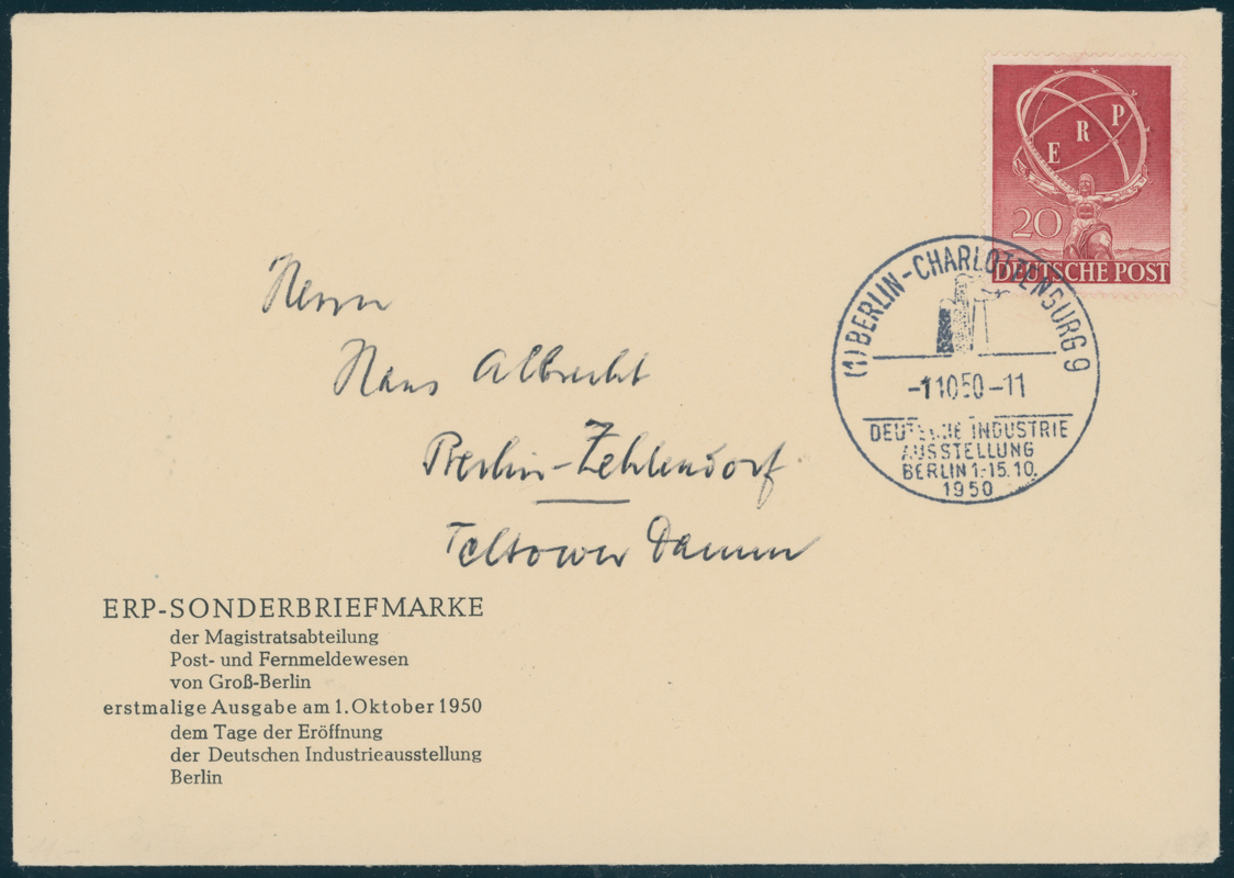 BERLIN 1950 MiNr. 71 amtlicher Ersttagsbrief