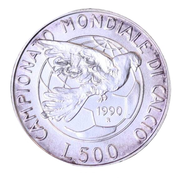 ITALIEN 500 Lire Silber 1990 Fußball-WM 1990