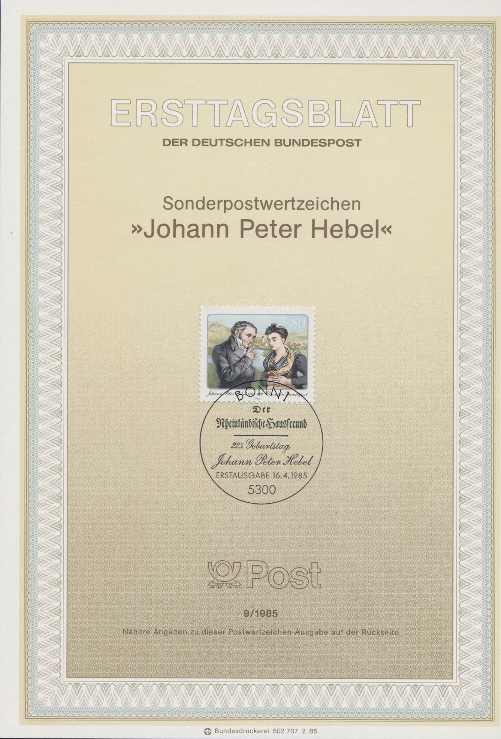 BRD Ersttagsblätter Jahrgang 1985