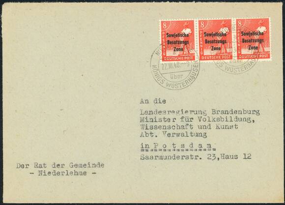 SBZ 1948 MiNr. 184 aa Dreierstreifen SBZ 1948 MiNr. 184 aa Dreierstreifen