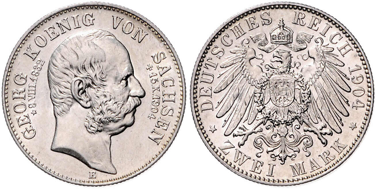 SACHSEN 2 Mark 1904 E, Jaeger 132 Auf den Tod des Königs