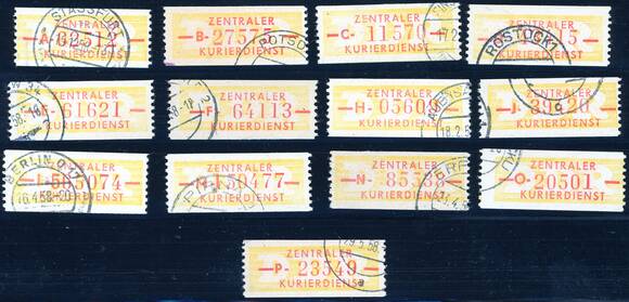 DDR-Dienst MiNr. B 16, fast komplette Serie mit 13 Stück