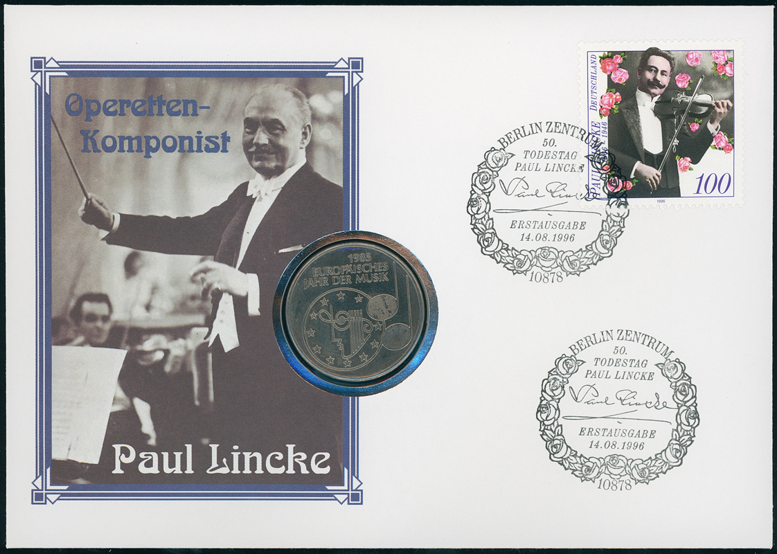 BRD 1985/1996 Numisbrief Paul Lincke