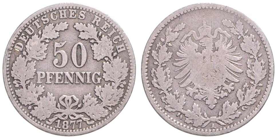 KAISERREICH 50 Pfennig 1877 A Jaeger 8