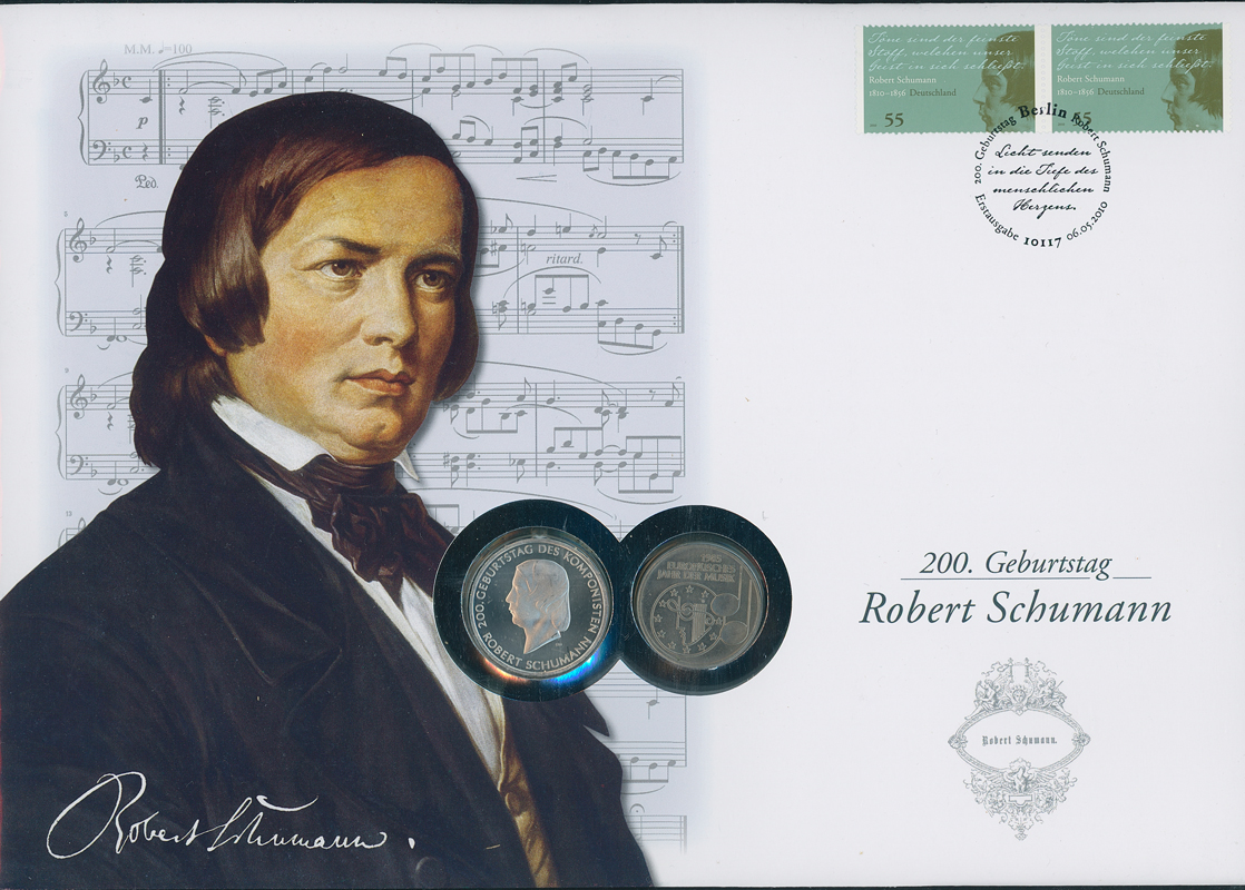 BRD 1985/2010 Numisbrief 200. Geburtstag Robert Schumann