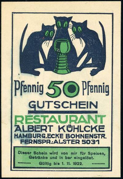Hamburg o.D. Albert Kühlcke Restaurant 50 Pfg. 538.1 b)