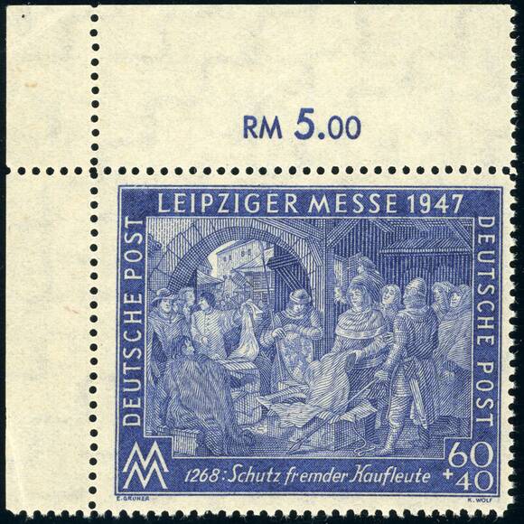 ALL.BES. 1947 MiNr. 942 I A Z Bogenecke oben links