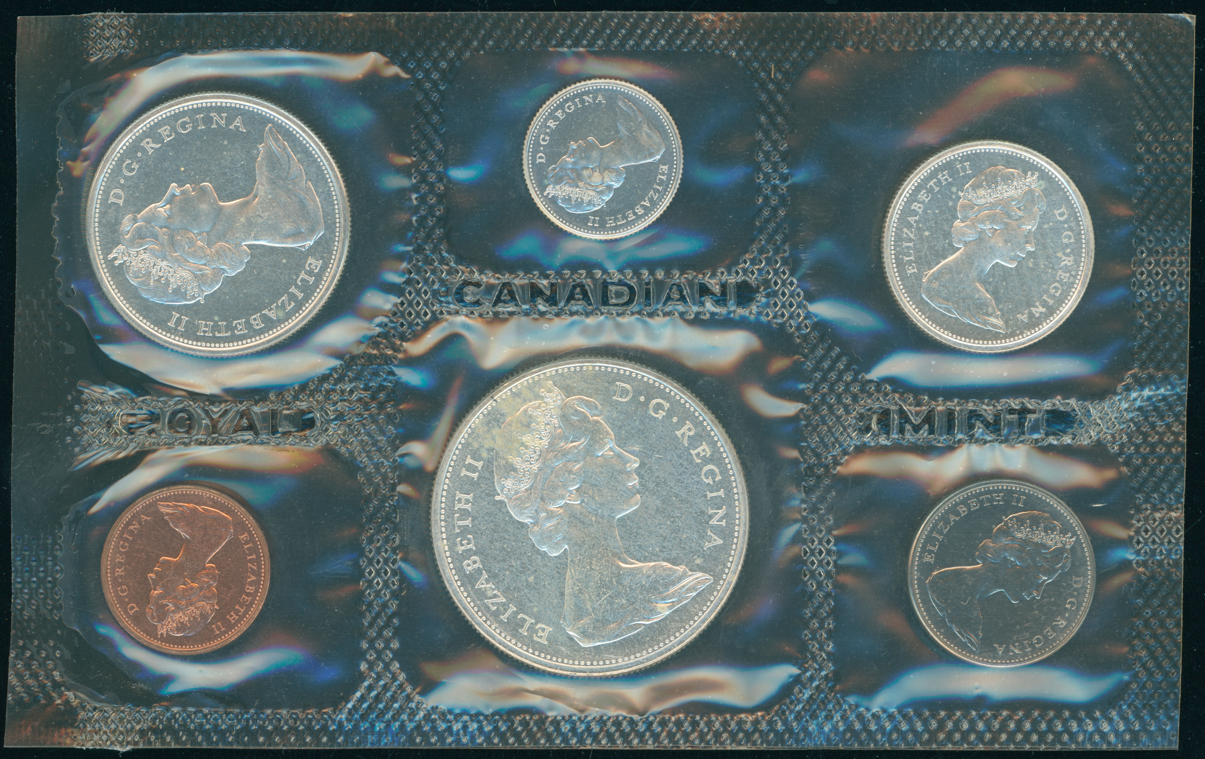 KANADA 1965 offizieller Kursmünzensatz - Mintset mit vier Silbermünzen