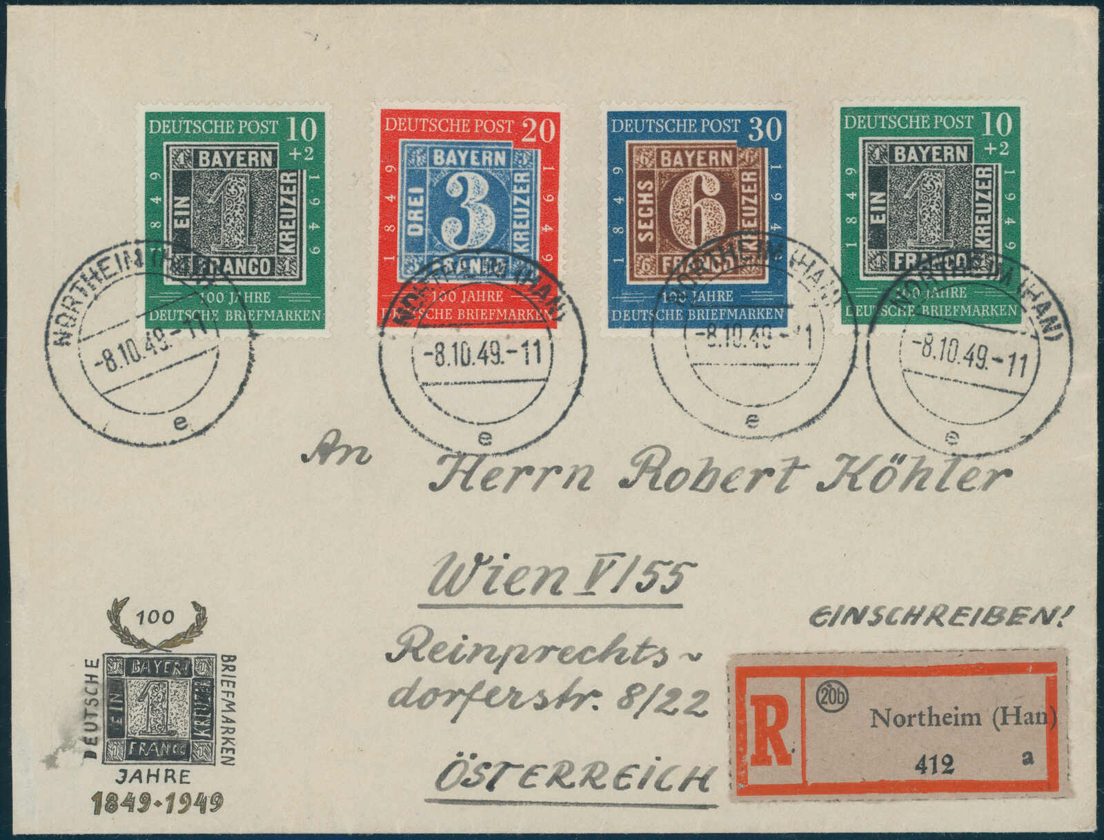 BRD 1949 MiNr. 113-115 mit 114 IV