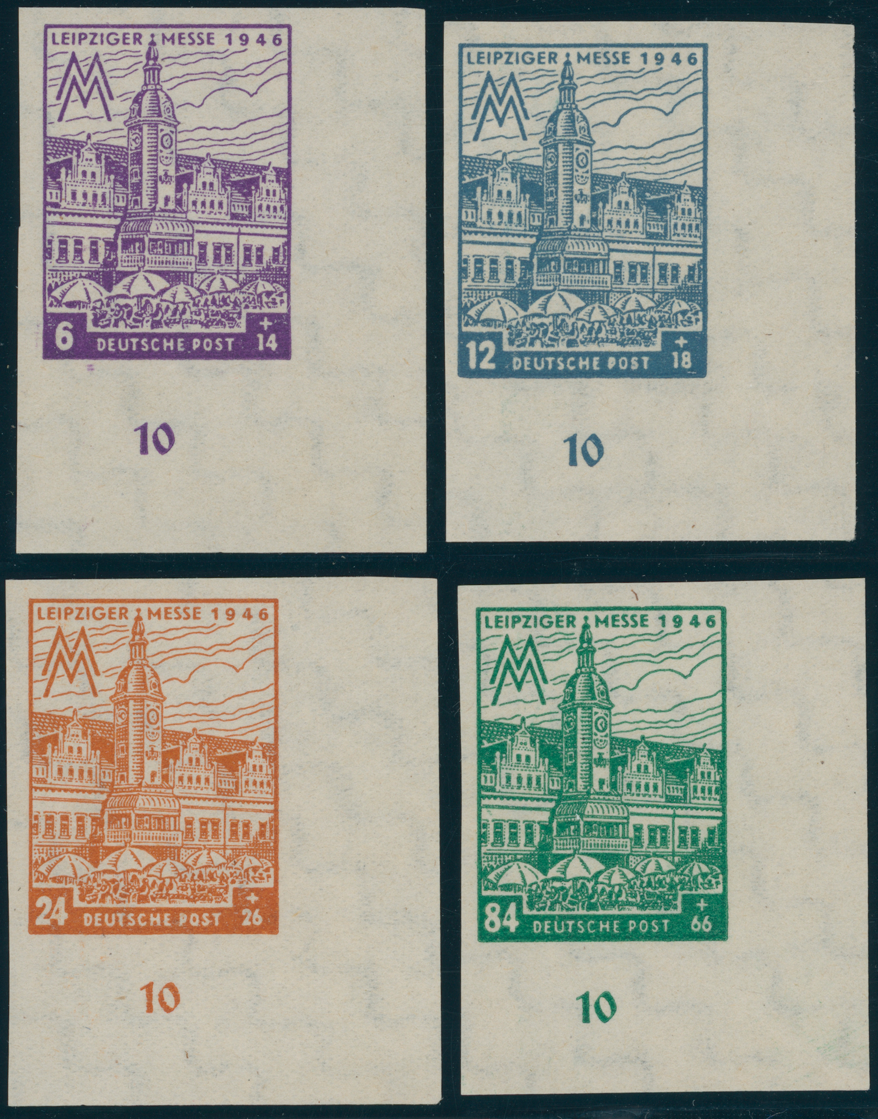 SBZ MiNr. 162-165 B Y Bogenecke unten rechts