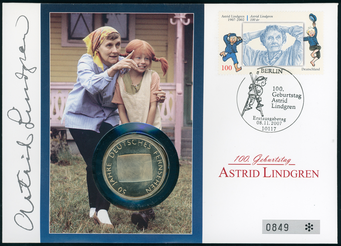 BRD 2002/2007 Numisbrief 100. Geburtstag Astrid Lindgren