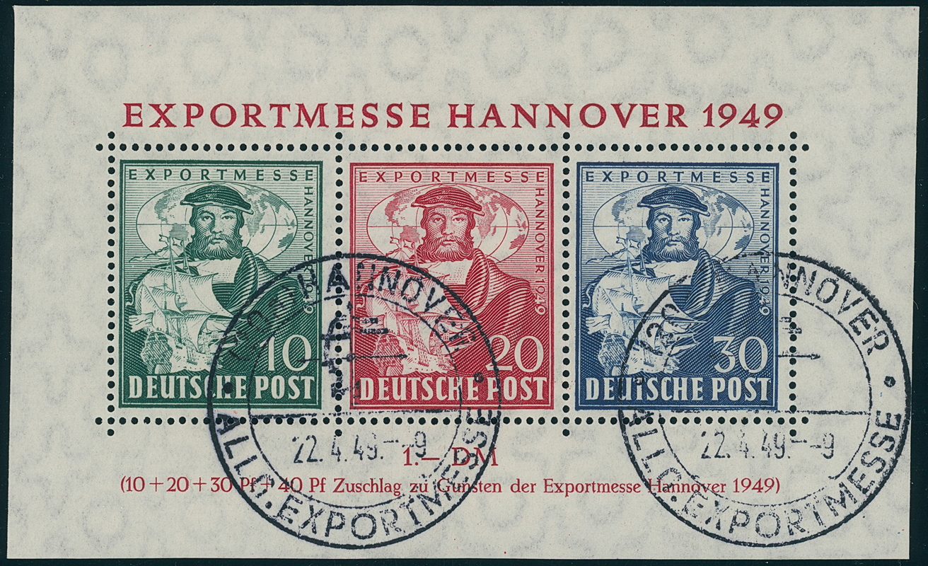 BIZONE 1949 Block 1 a mit Ersttags-Sonderstempel