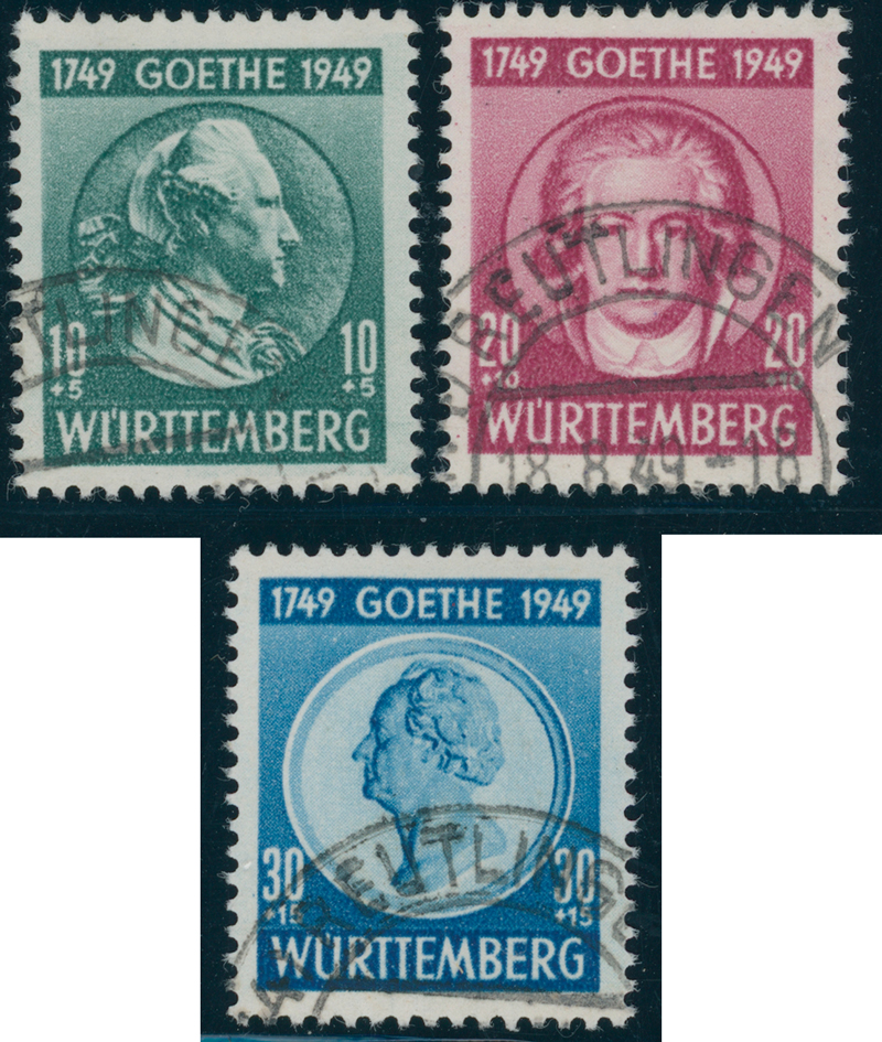 FZ WÜRTTEMBERG MiNr. 44-46 sauber gestempelt