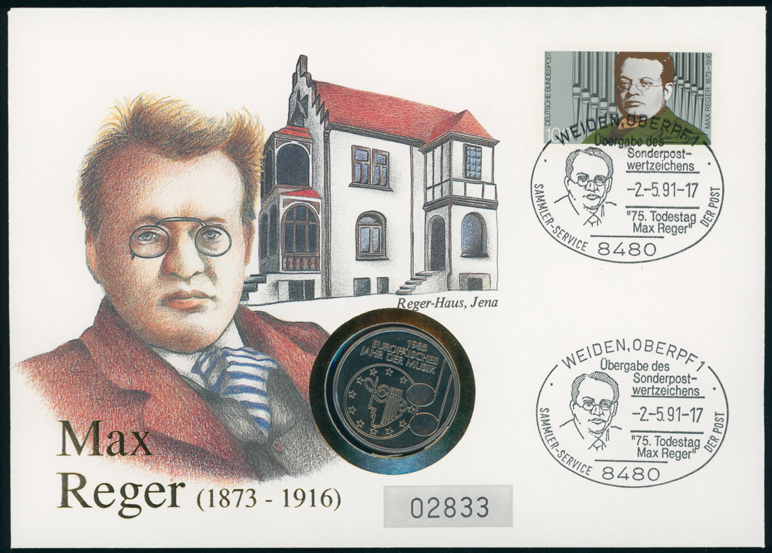 BRD 1985/1991 Numisbrief Max Reger