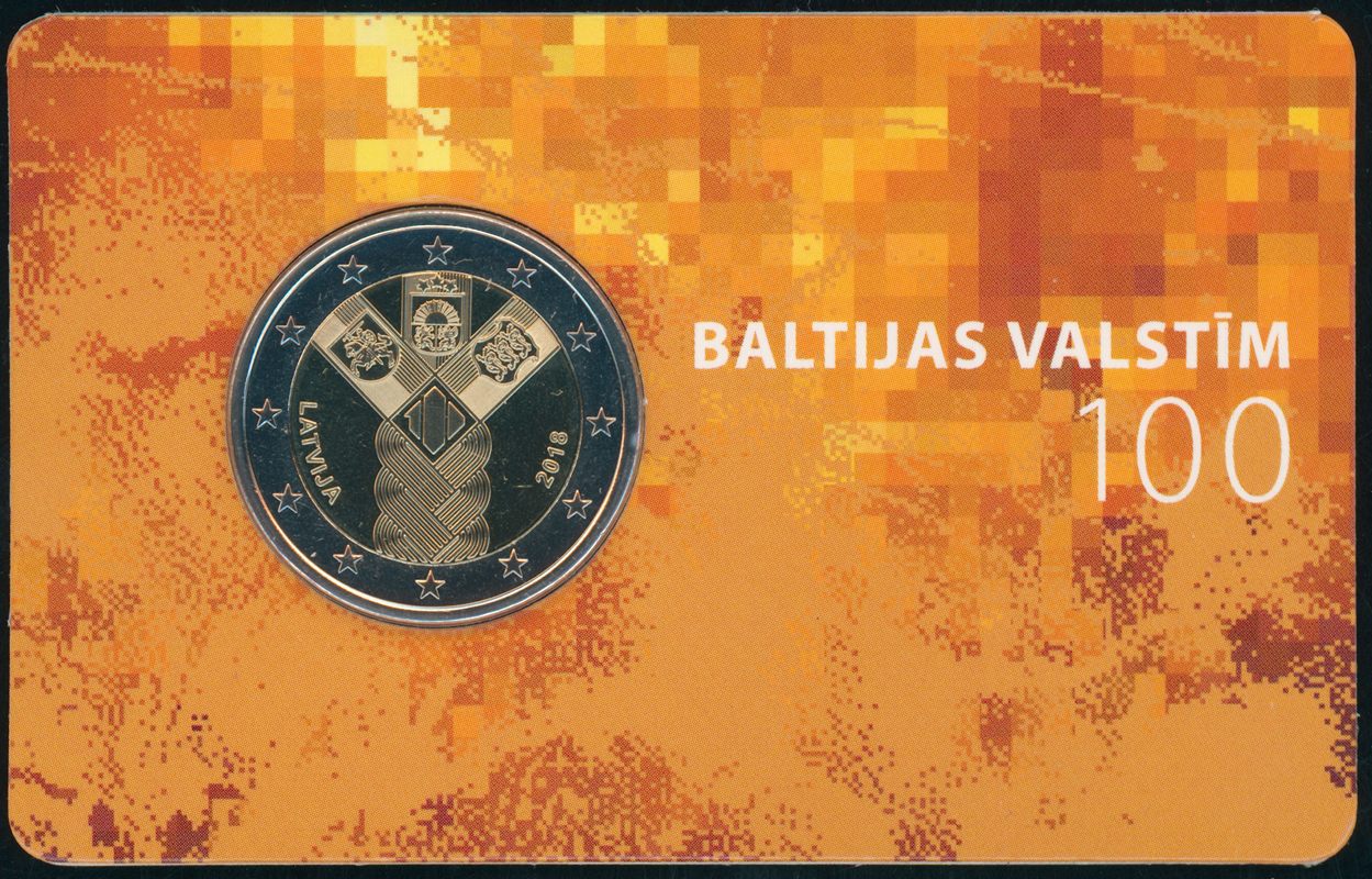 LETTLAND 2 Euro 2018 100 Jahre Baltische Nationalstaaten Coincard