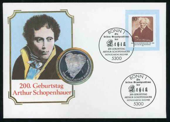 BRD 1988/1988 Numisbrief Arthur Schopenhauer